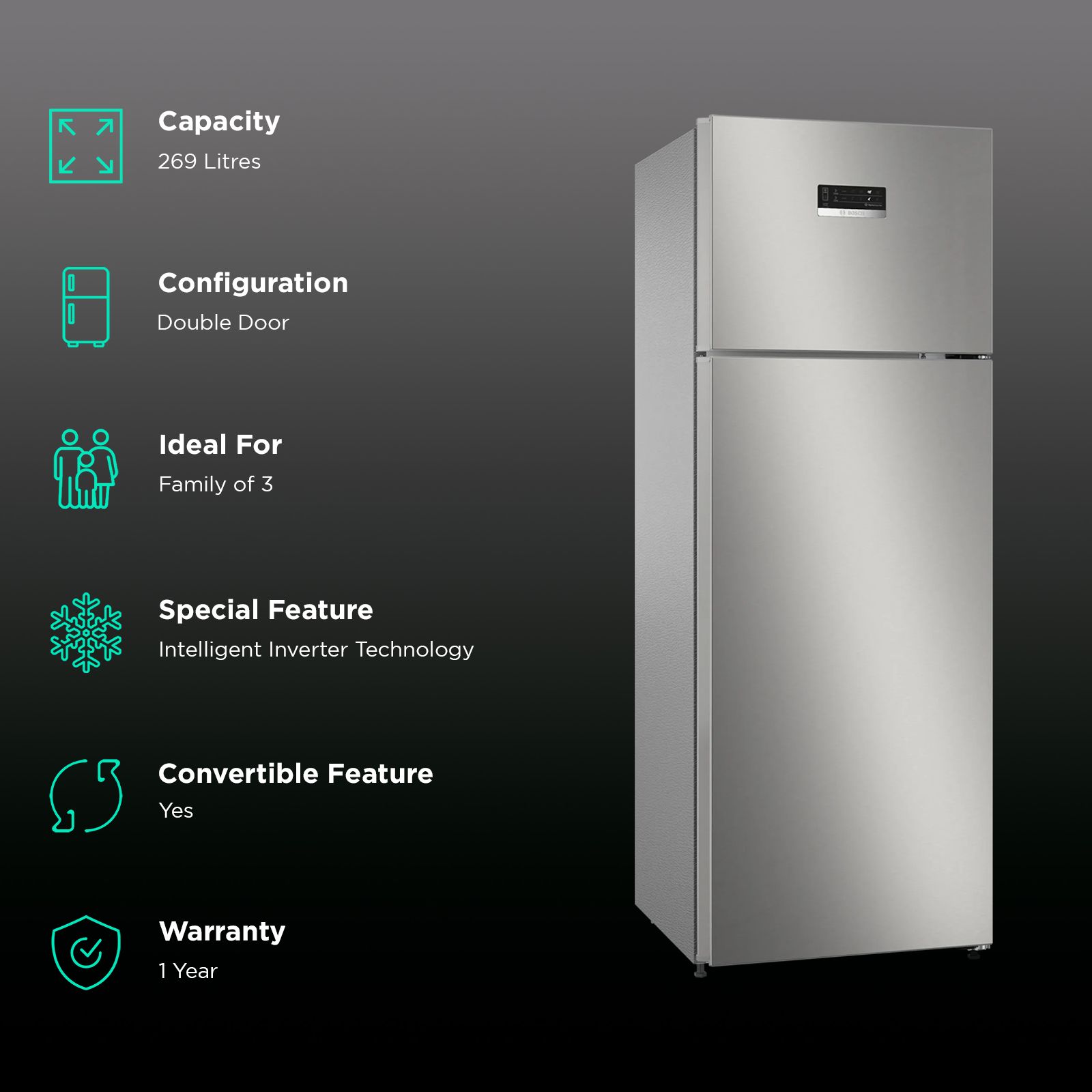 Buy BOSCH Series 4 269 Litres 3 Star Frost Free Double Door